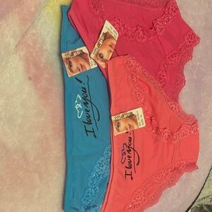 Colorful Lace Trimmed Panties Set